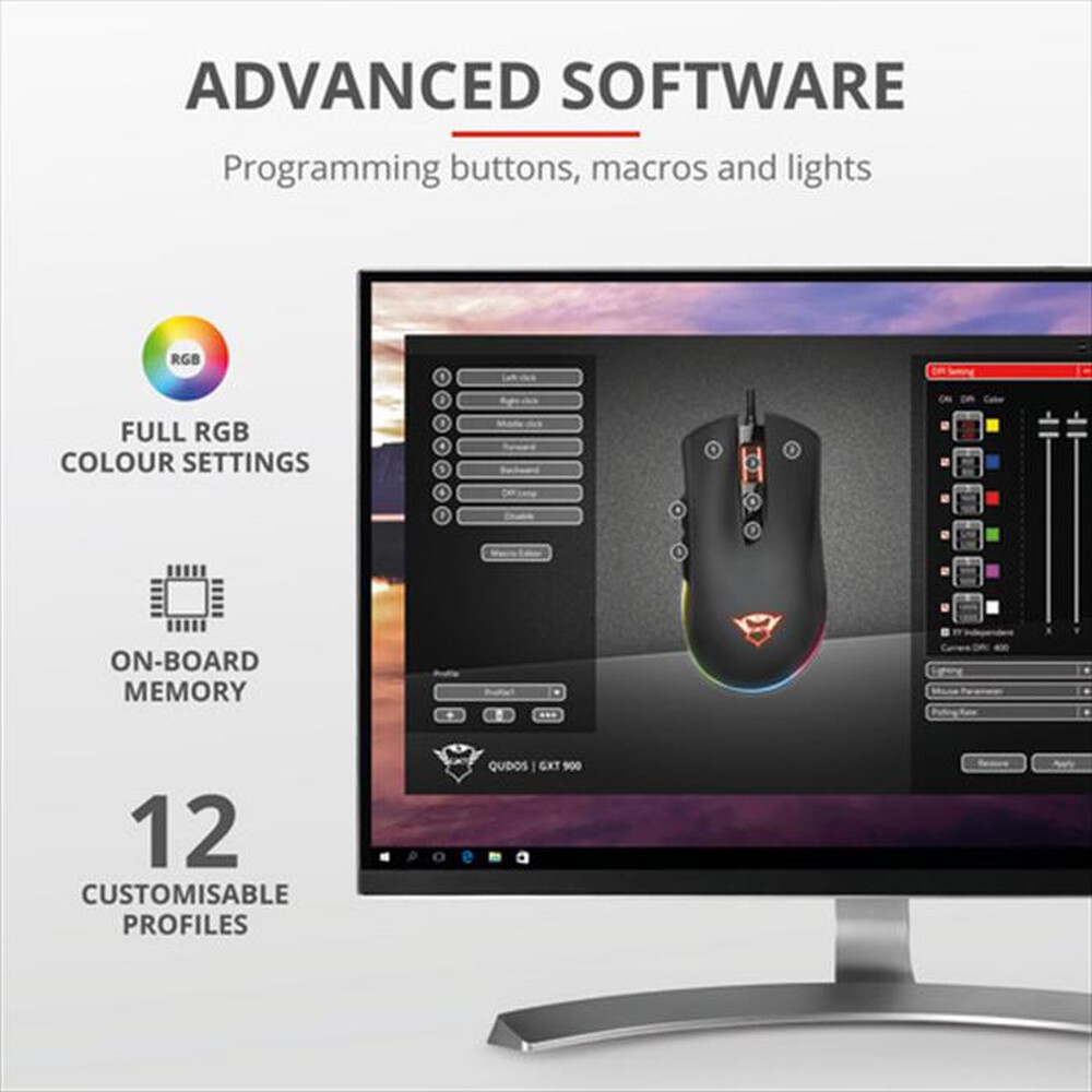 Immagine del prodotto TRUST - GXT900 KUDOS RGB MOUSE-Black RGB
