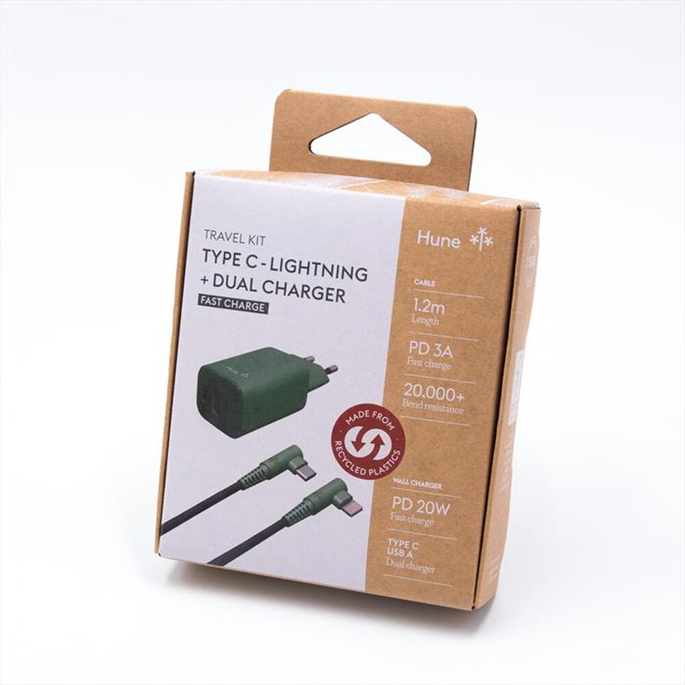"HUNE - Caricatore Fast Charge NOMADE-20CL-Verde Foresta"
