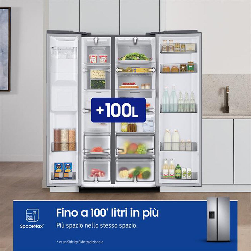 "SAMSUNG - Frigorifero side by side RS68A854CSL/EF Classe C-EZ Clean Steel"