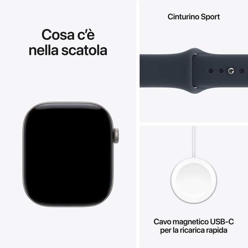 Immagine del prodotto APPLE - Watch Series 12 GPS 46mm Alluminio Grigio Siderale-Sport Band Blu marino - M/L