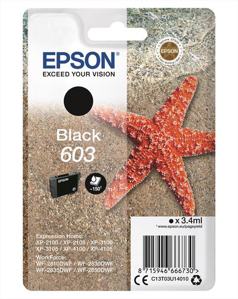 Immagine del prodotto EPSON - 603 STELLA MARINA T03U STANDARD SINGLE NERO-Nero