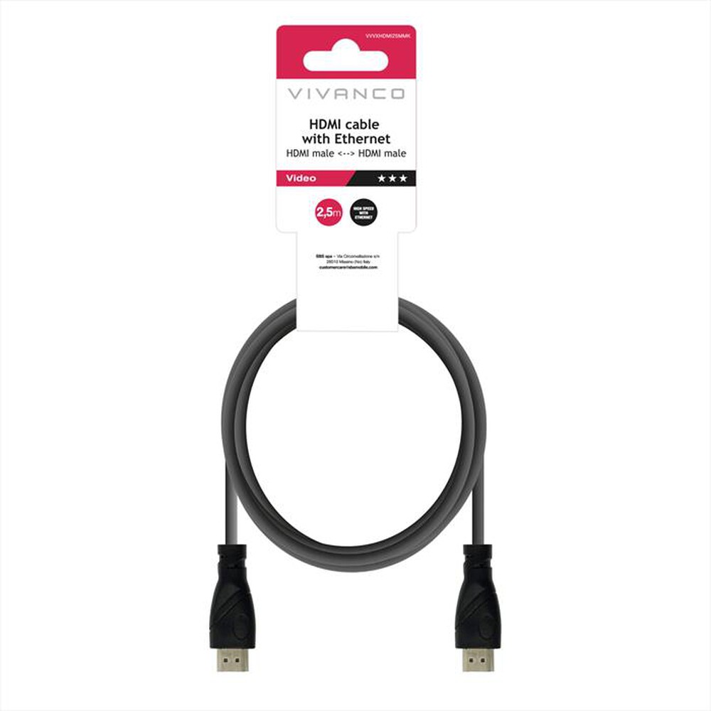 Immagine del prodotto SBS - Cavo HDMI ad alta velocit&agrave; con Ethernet, 2,5 m-Nero