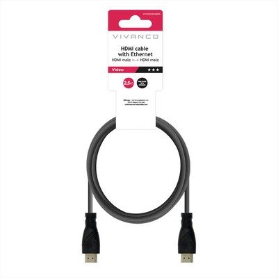 SBS - Cavo HDMI ad alta velocit&agrave; con Ethernet, 2,5 m-Nero