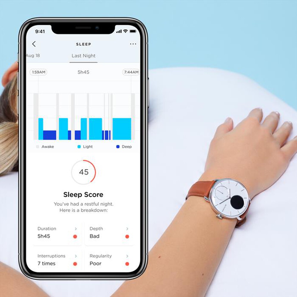 "WITHINGS - Smart Watch SCANWATCH 42MM + BILANCIA BODY BIANCA-Bianca"
