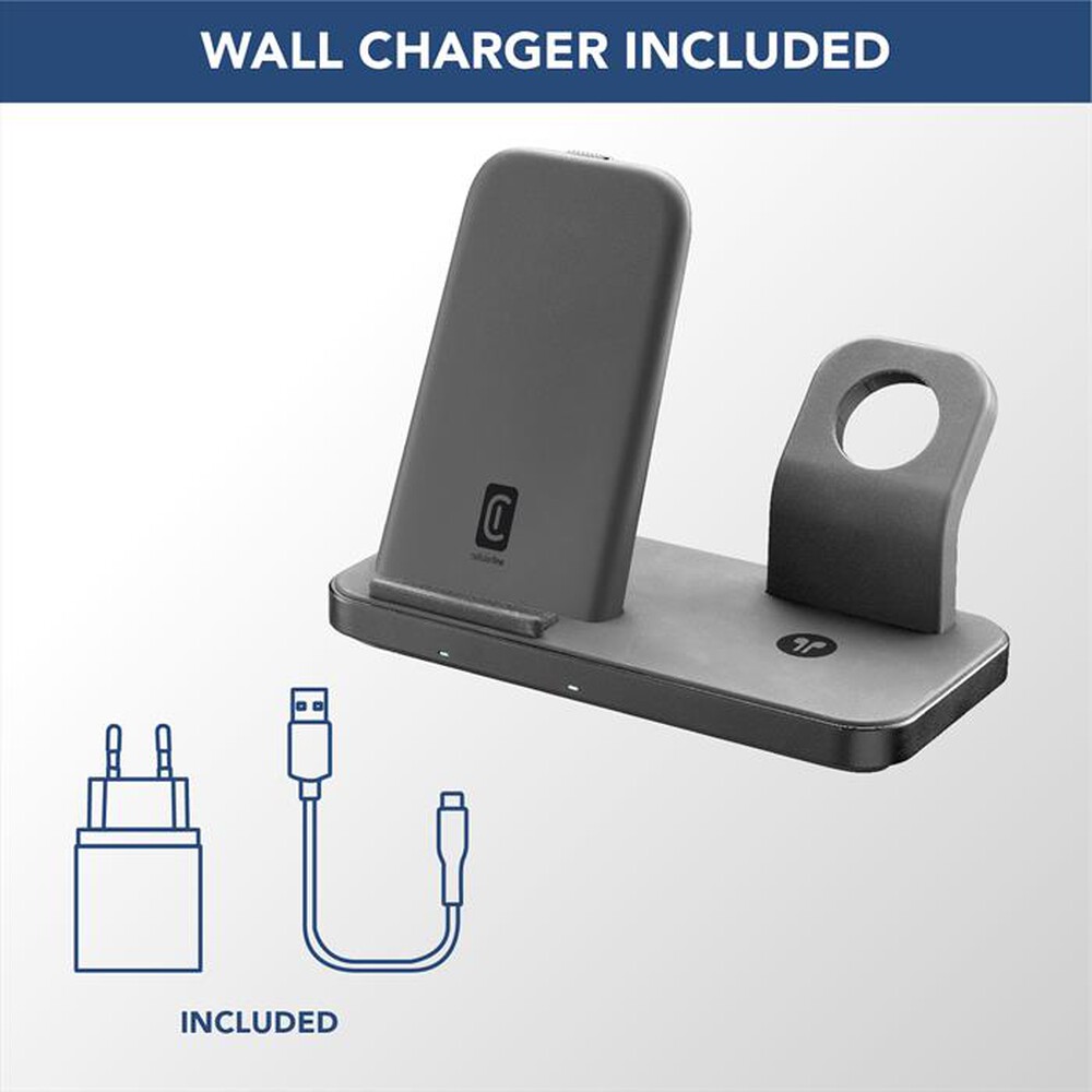 Immagine del prodotto CELLULARLINE - Trio wireless charger WIRELESS3IN1IPHK-Nero
