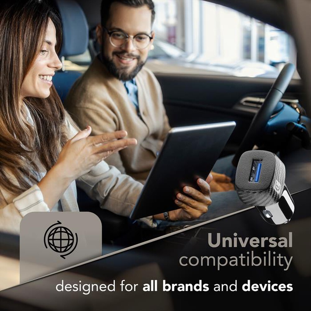 Immagine del prodotto CELLULARLINE - Caricabatterie auto 18W con porta USB-A/cavoUSB-C-Nero