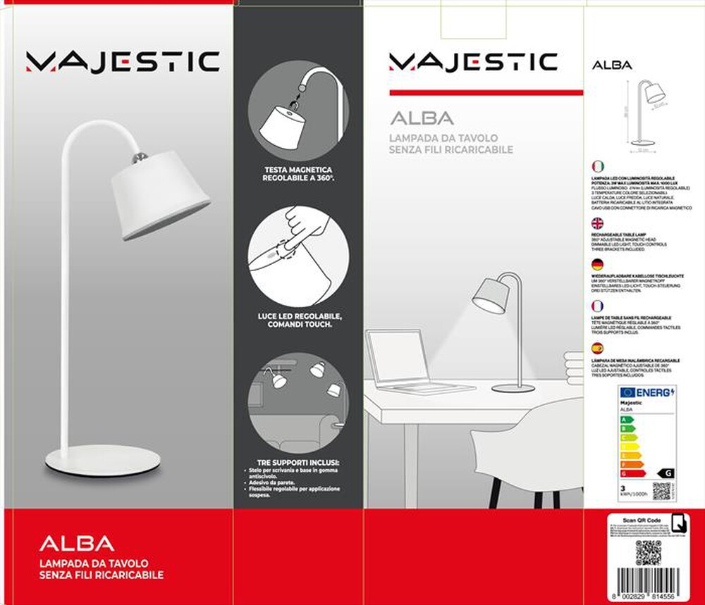 "MAJESTIC - Lampada d'appoggio ALBA-BIANCO"