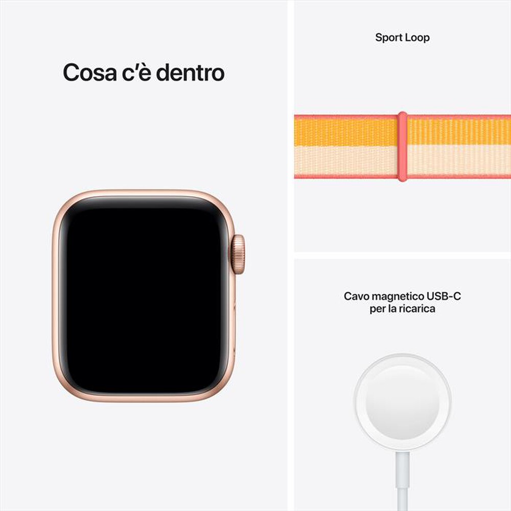 "APPLE - Watch SE GPS+Cellular 40mm Alluminio Oro-Sport Loop Mais/Bianco"