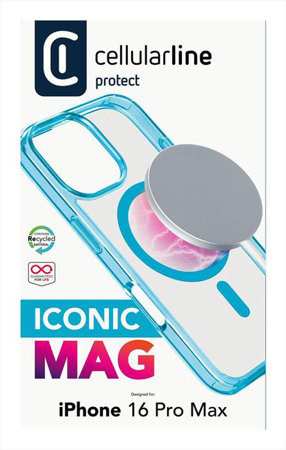 "CELLULARLINE - Cover ICONIC MAG per iPhone 16 Pro Max-Blu"
