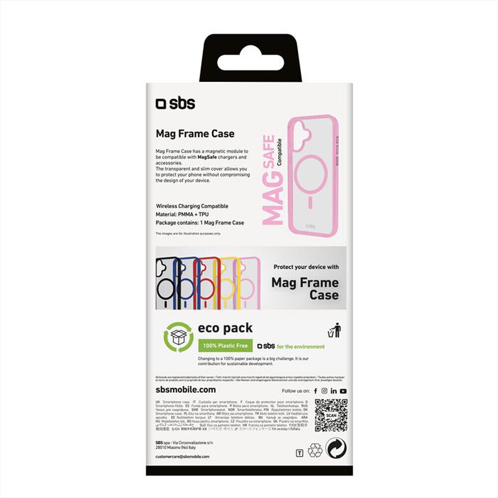"SBS - Cover Mag Frame iPhone 16 Plus TEMAGCOLIP1667P-Rosa"