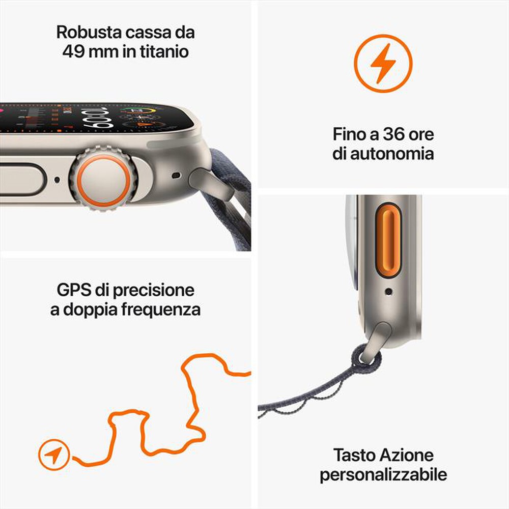 "APPLE - Watch Ultra 2 GPS + Cellular Cassa 49mm-Bianco"