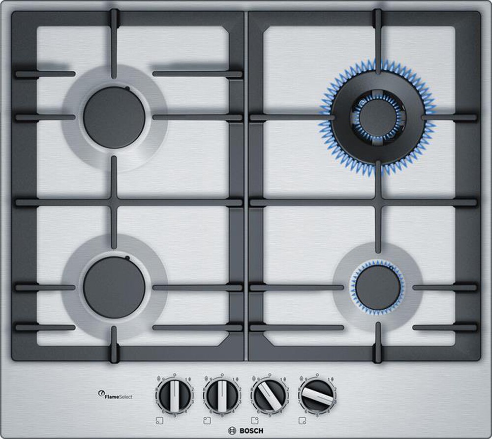 "BOSCH - Piano cottura a gas PCH6A5B90 4 fuochi 58,2cm-Acciaio inox"