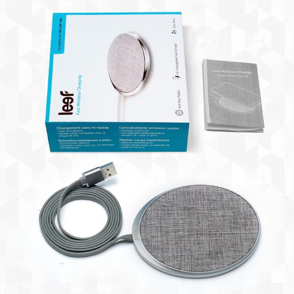 "LEEF - CARICABATTERIE WIRELESS RAPDO STANDARD QI 10W-GRIGIO"