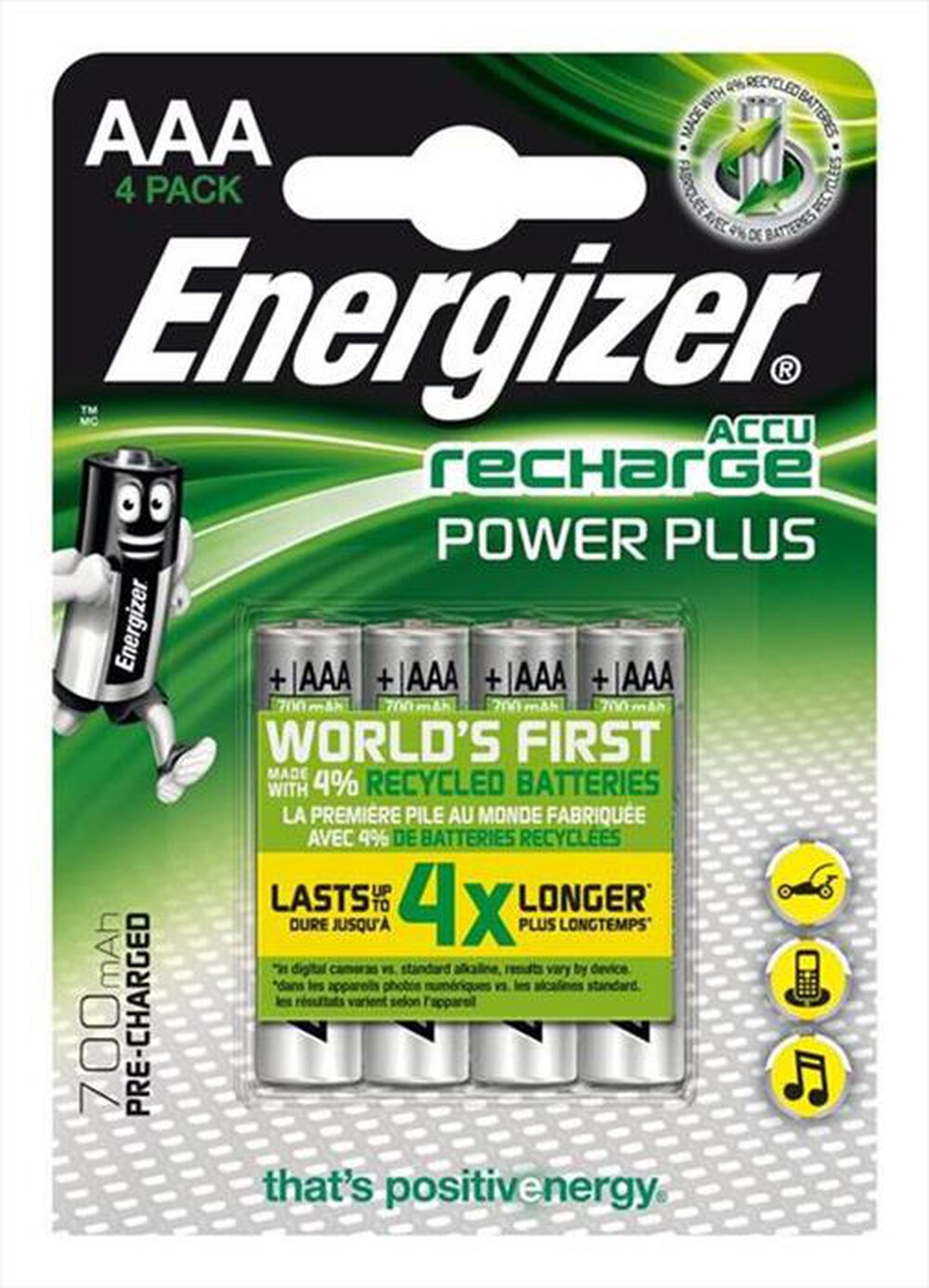 Immagine del prodotto ENERGIZER - POWER PLUS AAA BP4 PRECAR-Argento