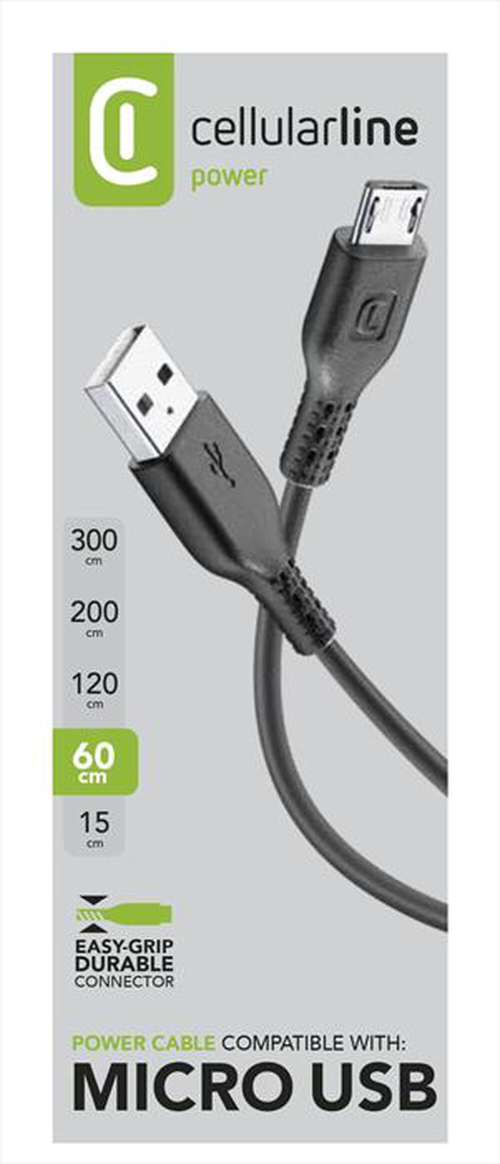 Immagine del prodotto CELLULARLINE - USBDATA06MUSBK MicroUSB Cavo USB da 60cm-Nero
