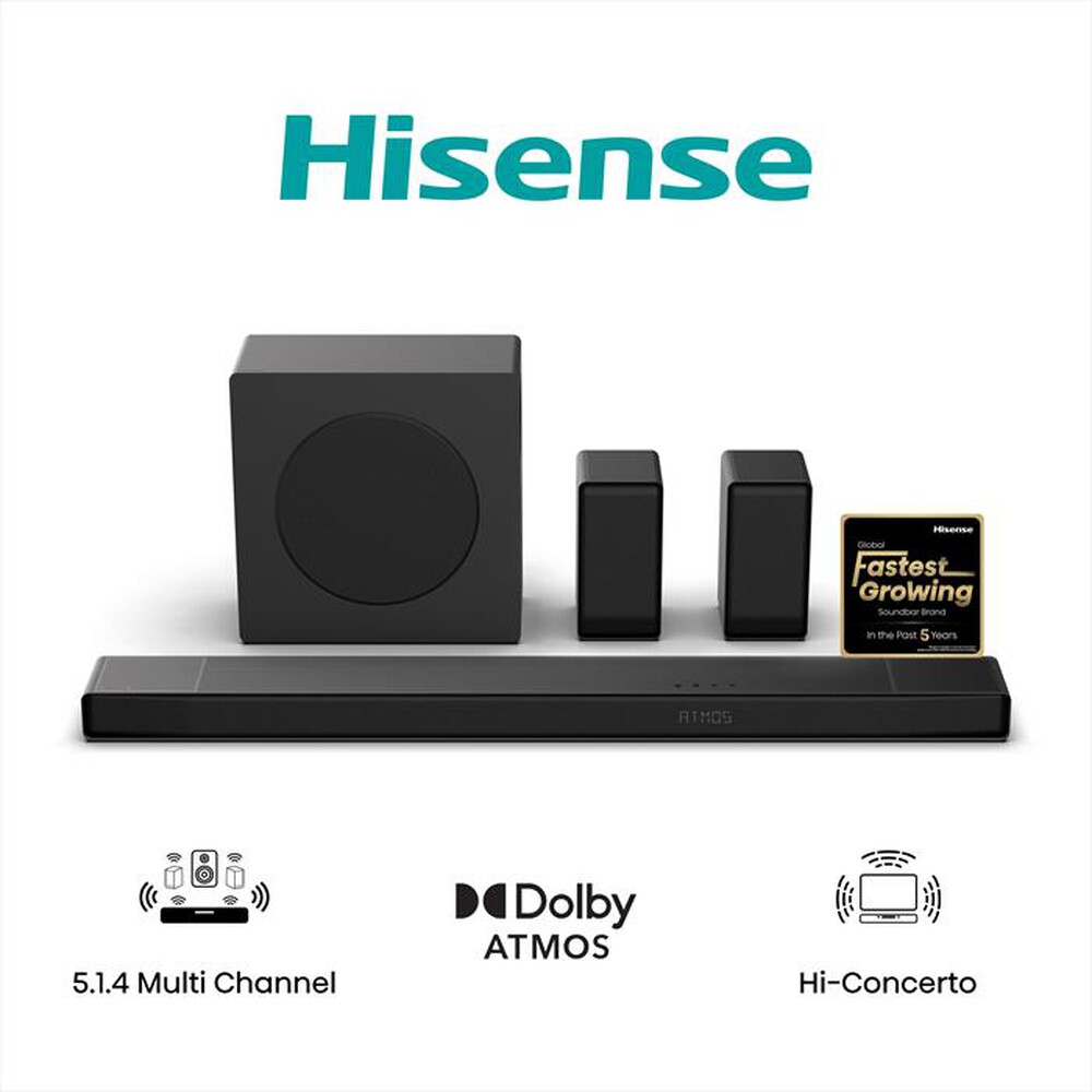 Immagine del prodotto HISENSE - Soundbar 600W + Subwoofer 280W AX5140Q-NERO