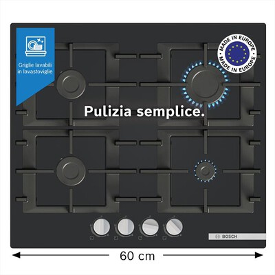 BOSCH - Piano cottura a gas PNP6B6K40 59 cm-Nero