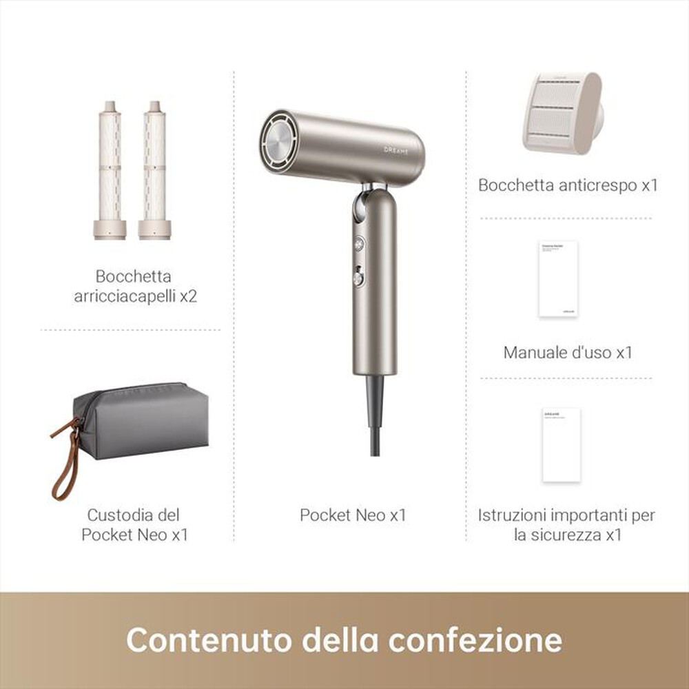Immagine del prodotto DREAME - Asciugacapelli POCKET NEO-TITANIUM GOLD