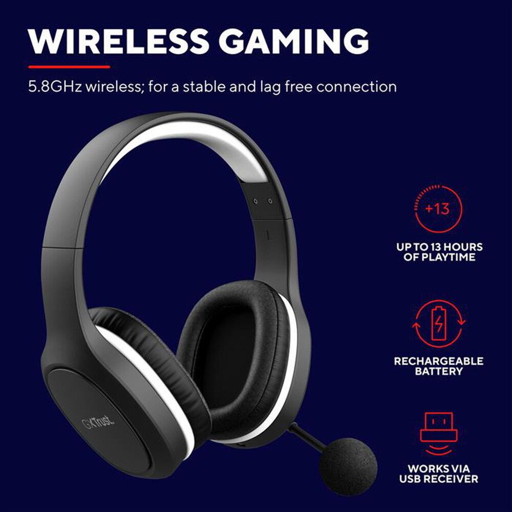 "TRUST - GXT391 THIAN WIRELESS HEADSET-Black/White"