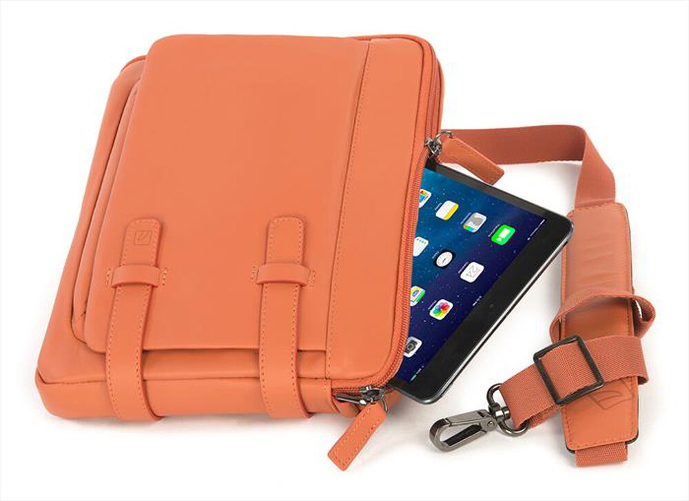 "TUCANO - Borsa a tracolla in vera pelle per iPad e tablet-Arancione"