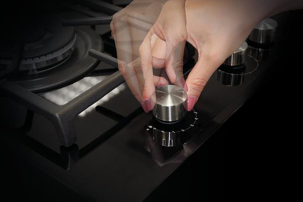 "GLEM GAS - Piano cottura a gas GV95TXBK 5 fuochi 90cm-Nero Lucido"