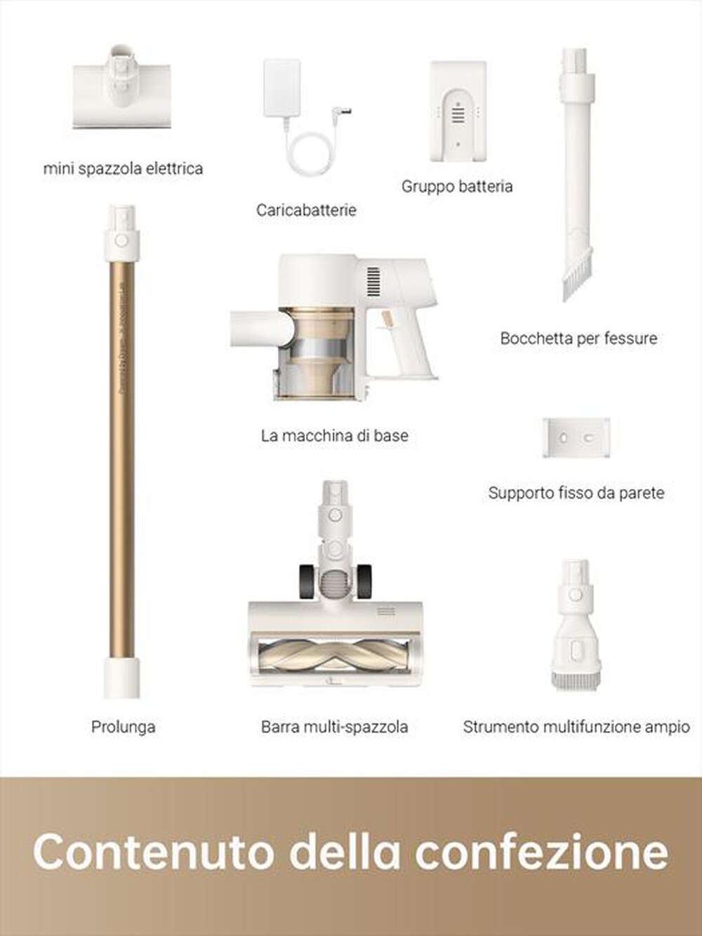 "DREAME - Scopa elettrica R10-Bianco/Oro"