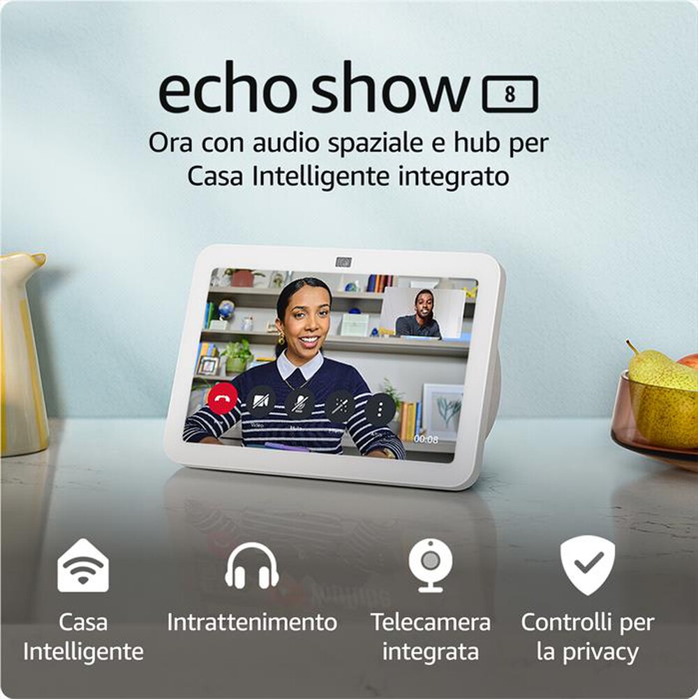 "AMAZON - ECHO SHOW 8 (3ª GEN - 2023)-Bianco ghiaccio"