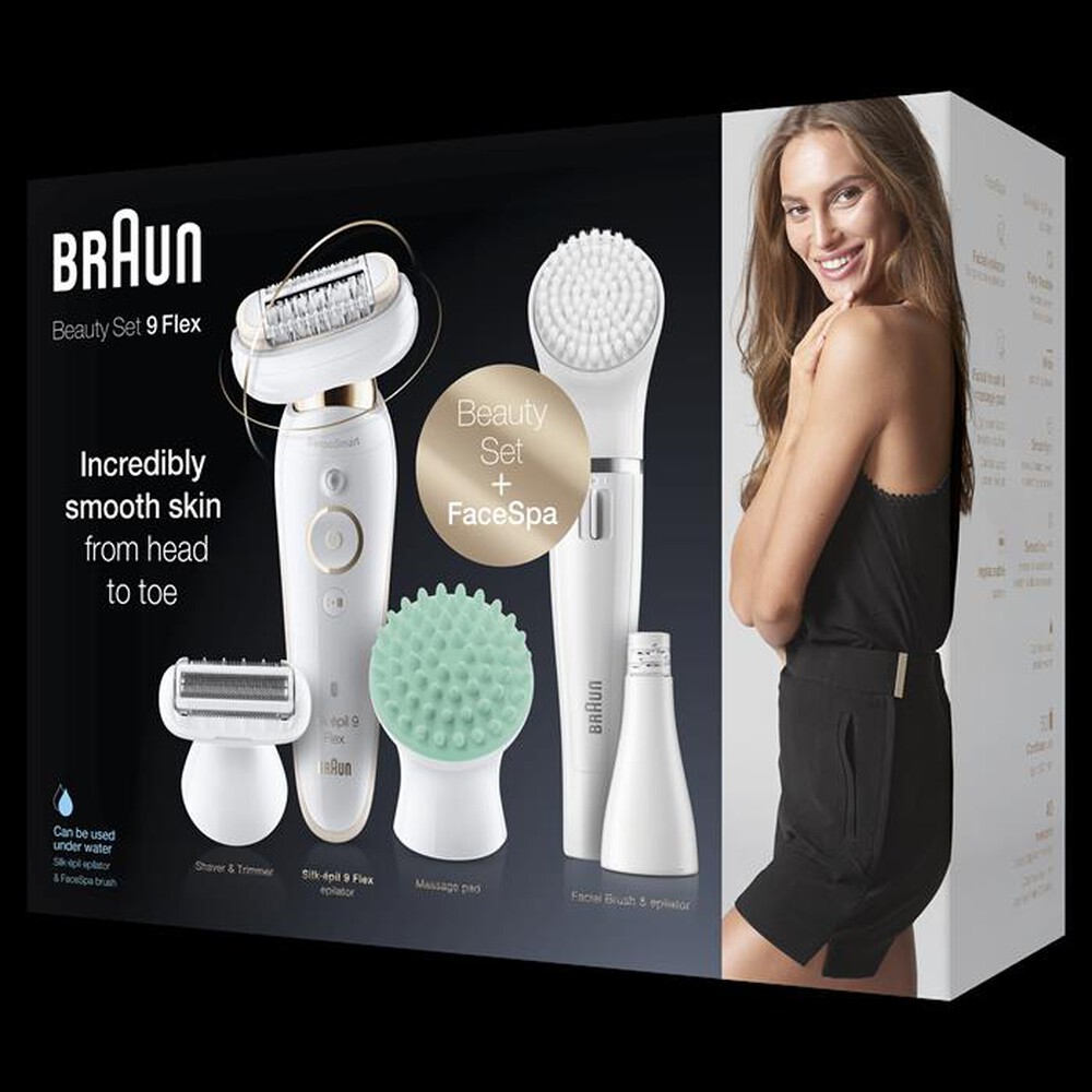 "BRAUN - SILK-ÉPIL 9 FLEX 9-300 BEAUTY SET EPILATORE-BIANCO/ORO"