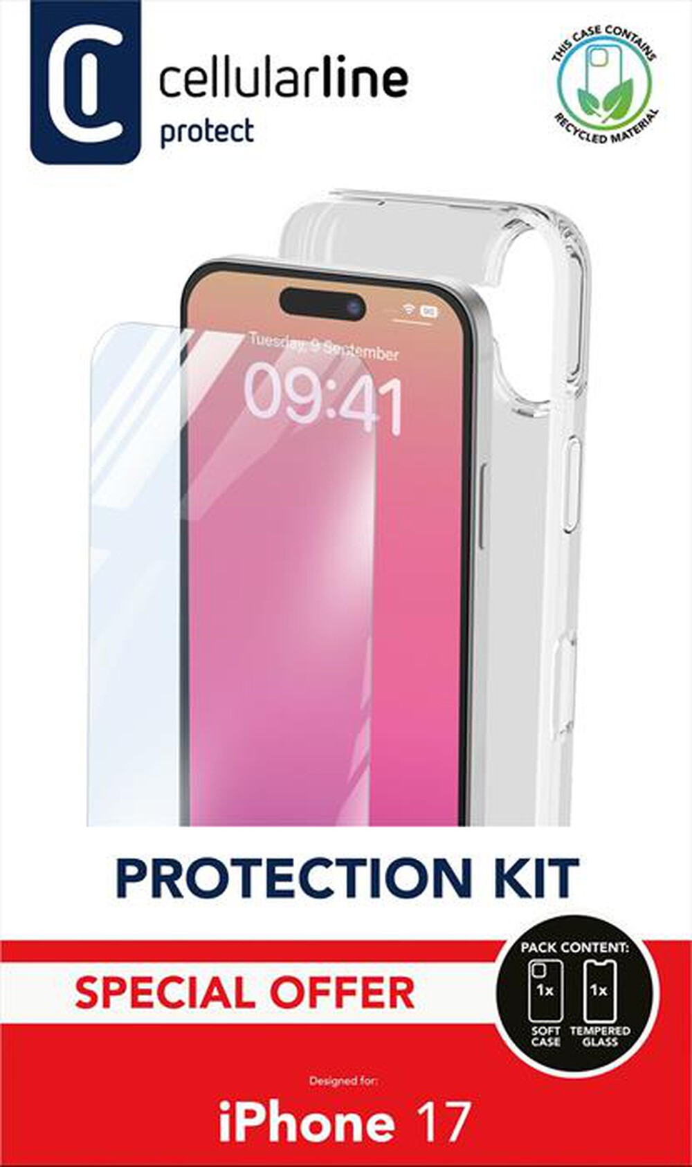 Immagine del prodotto CELLULARLINE - Kit di accessori PROTECTION KIT per IPHONE 17-Trasparente
