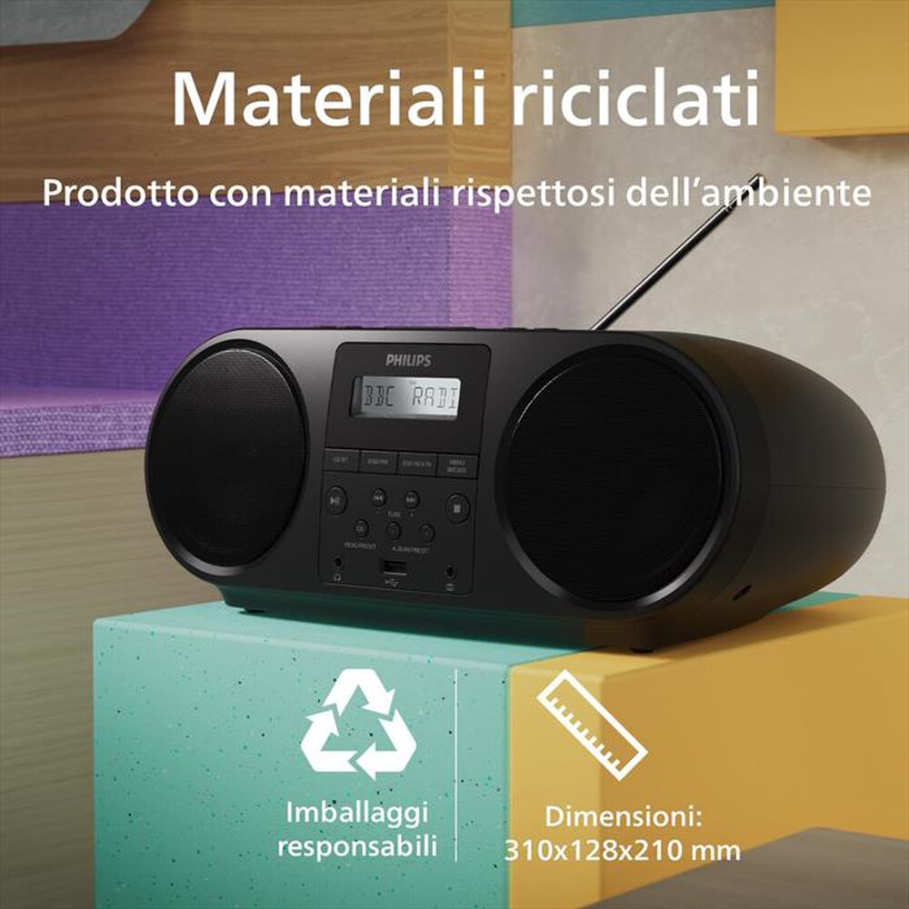 "PHILIPS - Lettore CD/radio FM TAZ6000/10-Black"