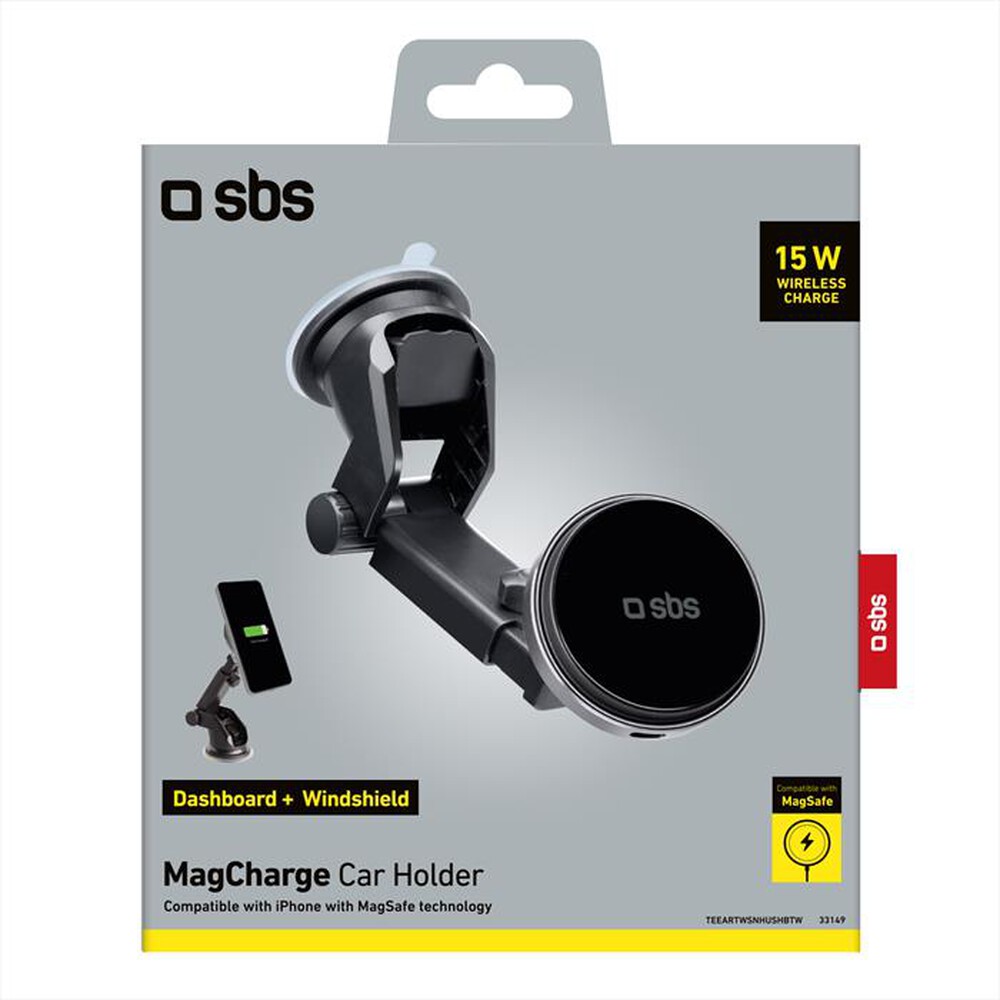 "SBS - Supporto auto wireless TESUPMAGEXTWIR15W-Nero"