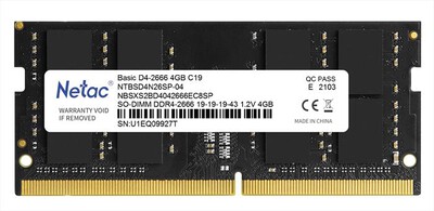 NETAC - BASIC SO DDR4-2666 4G C19 SO-DIMM 260-PIN-NERO