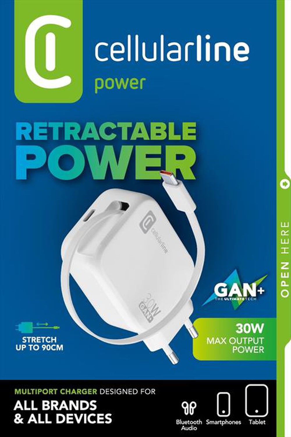 Immagine del prodotto CELLULARLINE - RETRACTABLE POWER 30W-Bianco