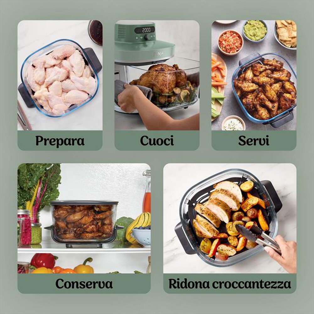 Immagine del prodotto NINJA - Friggitrice ad aria in vetro XL CRISPI PRO 5 IN 1-Verde Muschio