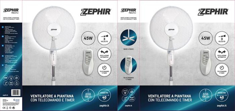 "ZEPHIR - Ventilatore a Piantana PBA42TLC-Bianco"