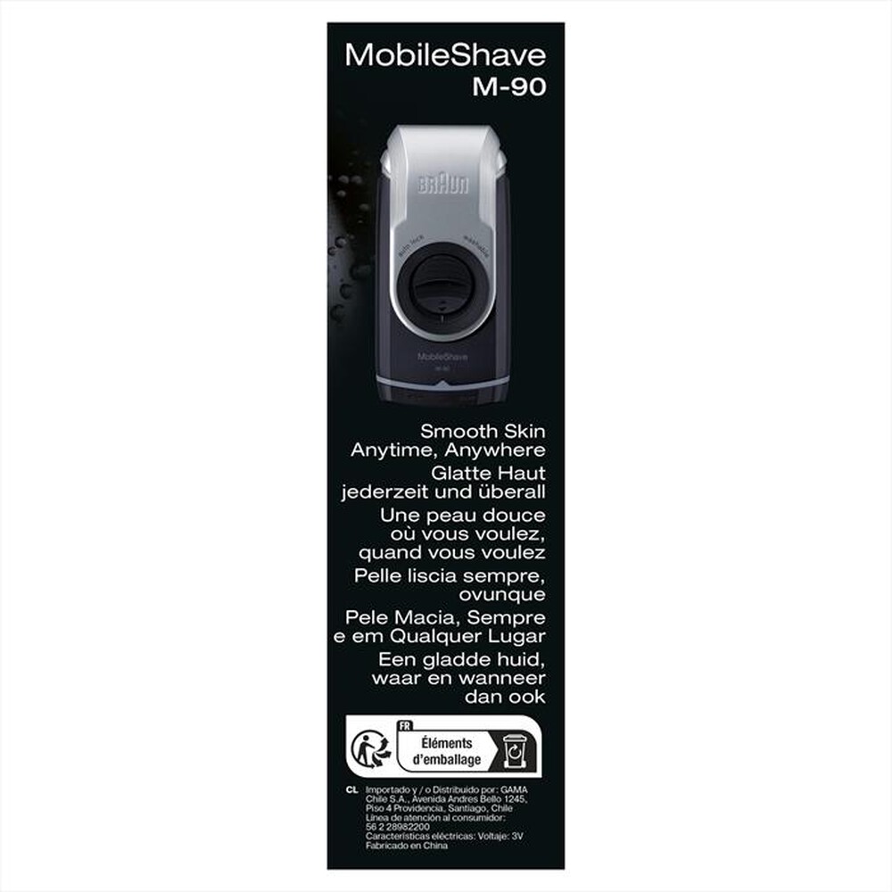 "BRAUN - POCKETGO M90 MOBILESHAVE-Nero/Argento"