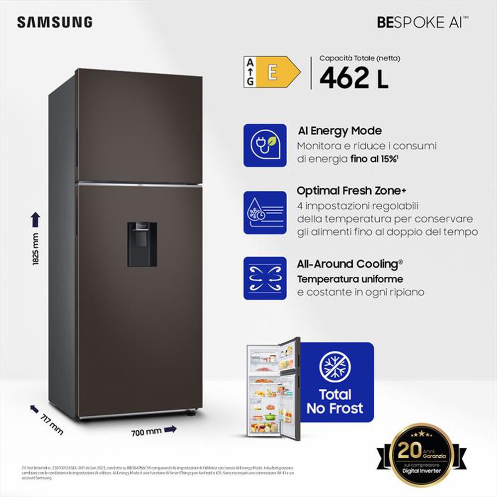 Immagine del prodotto SAMSUNG - Frigorifero 2 porte RT47CB6736C2ES Classe E 462 lt-Cotta Charcoal