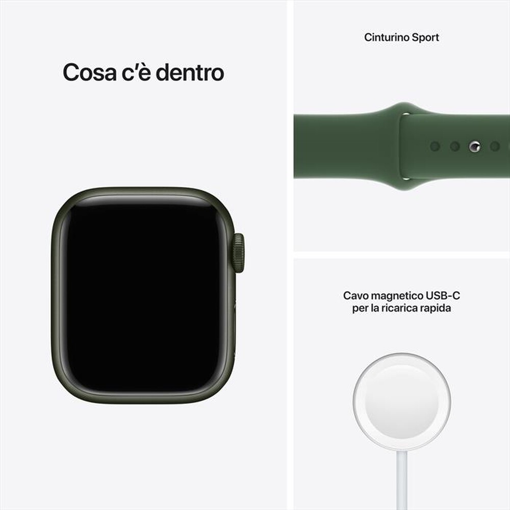 "APPLE - Watch Series 7 GPS 41mm Alluminio-Cinturino Sport Verde"
