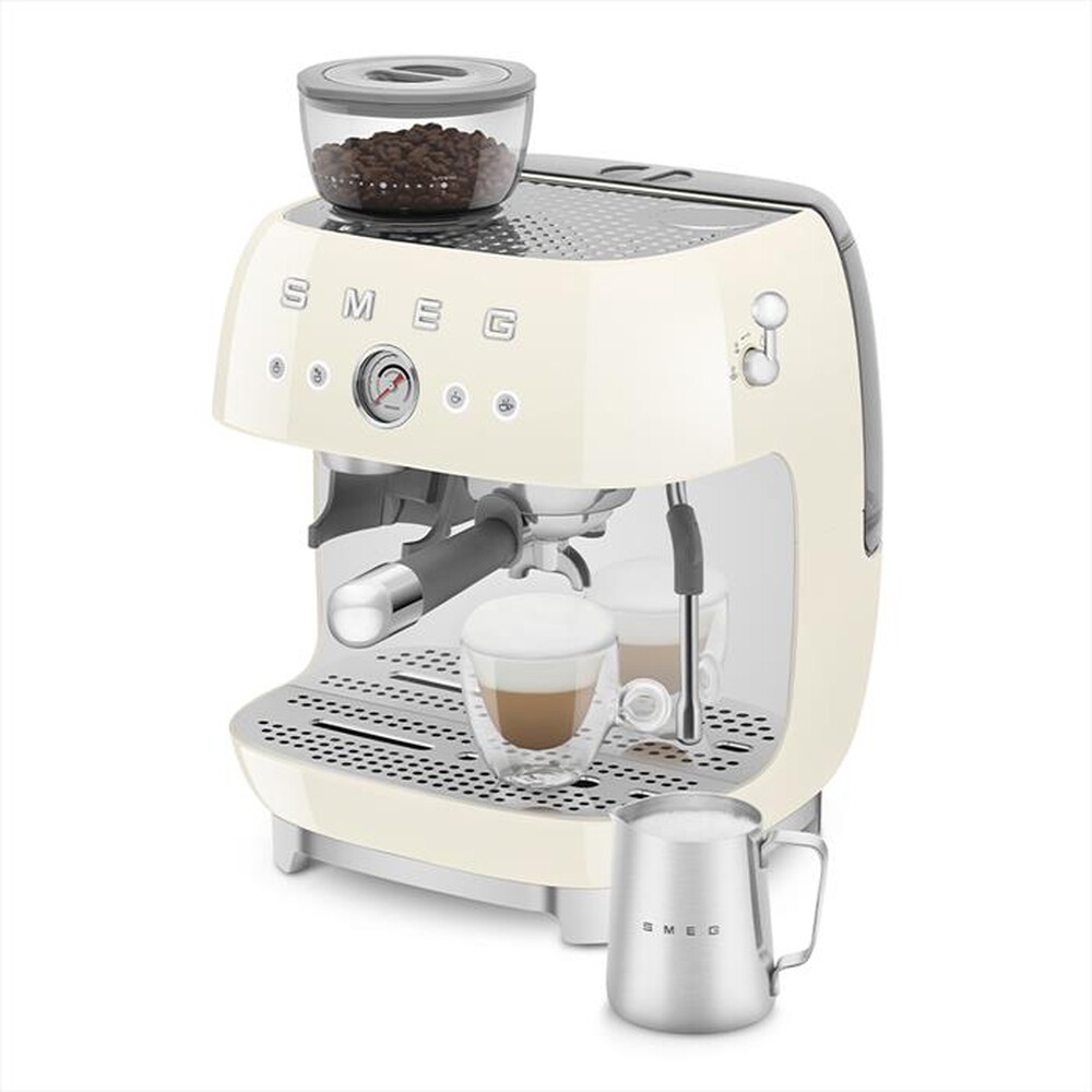 "SMEG - Macchina da Caffè+macinacaffè 50's Style EGF03CREU-Panna LUCIDO"