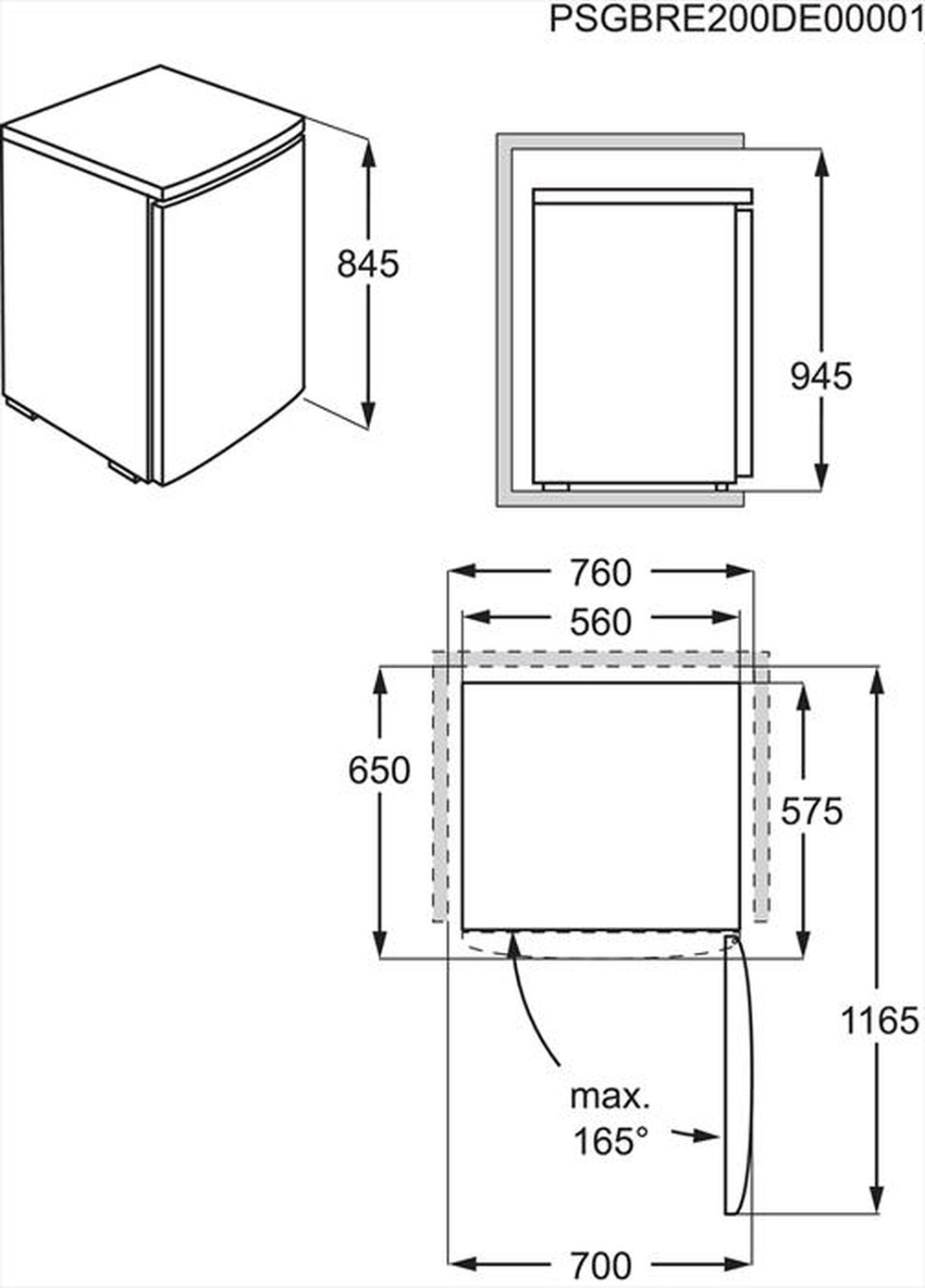 Immagine del prodotto ELECTROLUX - Frigorifero sotto-tavolo LXB1AE13W0 ClasseE 134 lt-Bianco