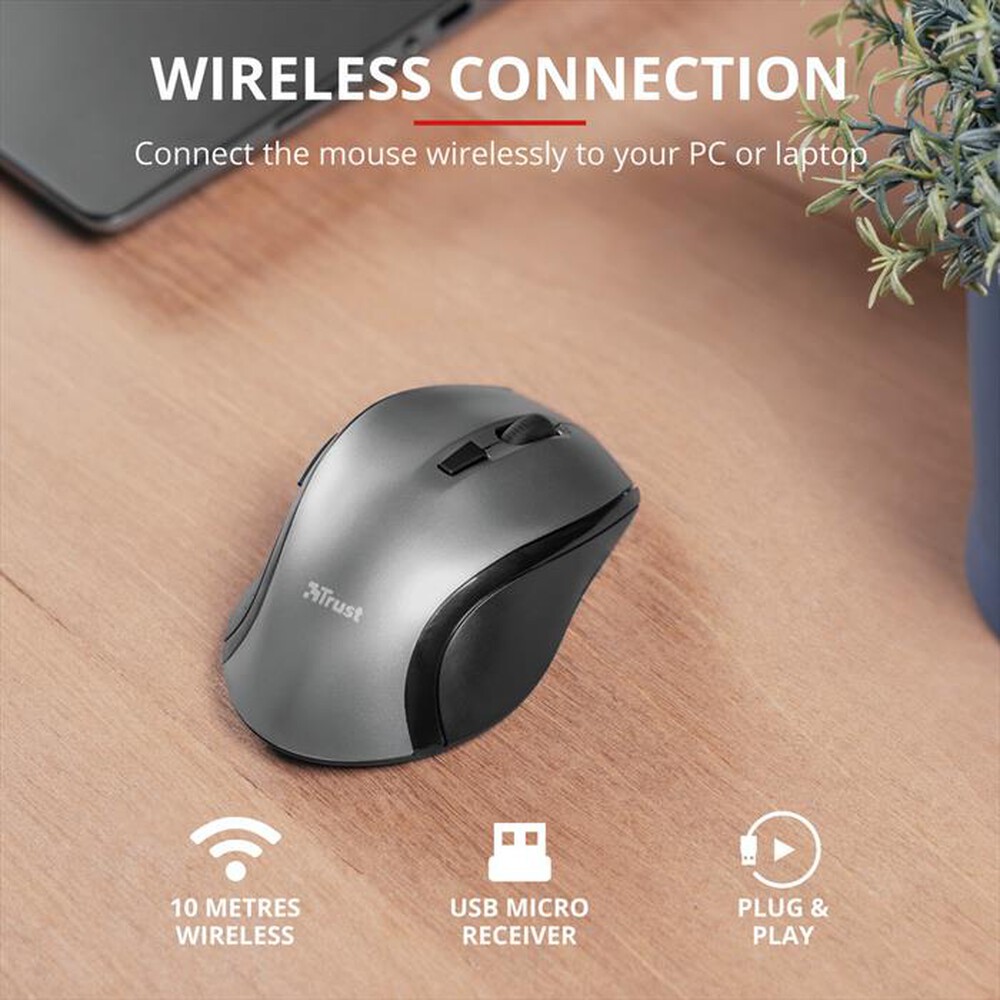 "TRUST - KUZA WIRELESS MOUSE-Black"