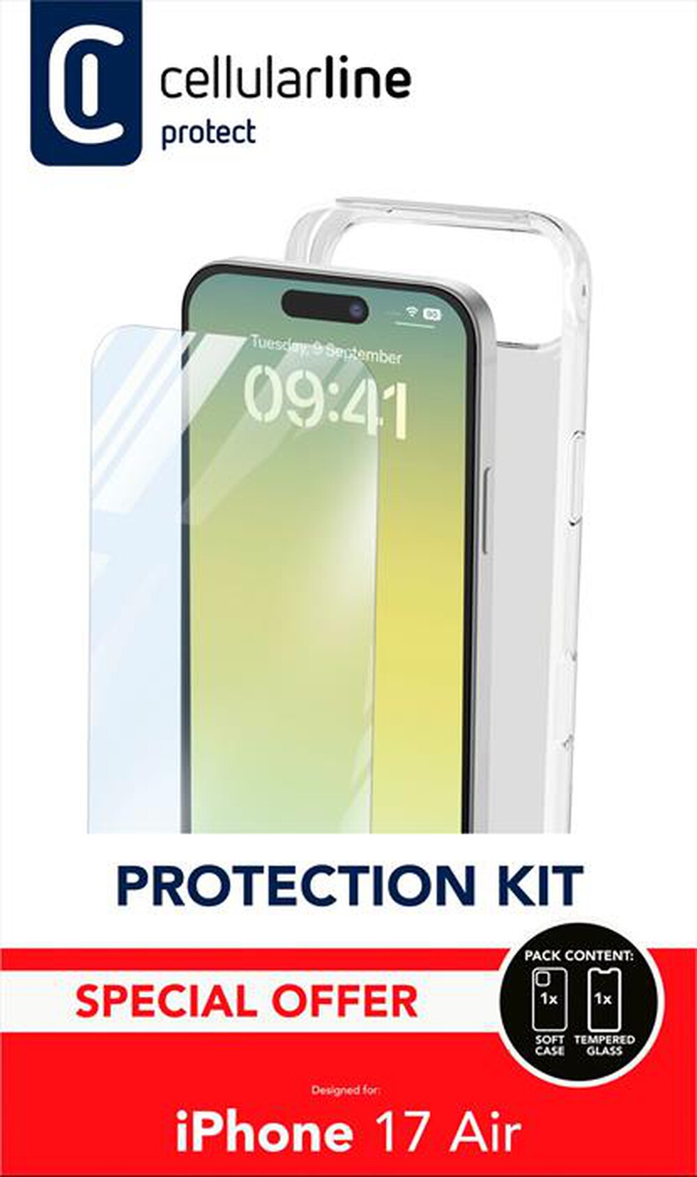 Immagine del prodotto CELLULARLINE - Kit di accessori PROTECTION KIT per IPHONE AIR-Trasparente