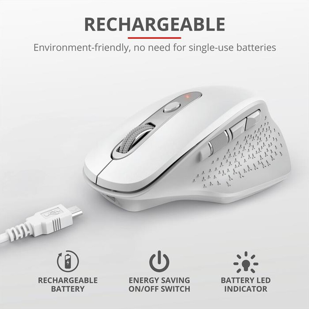 "TRUST - OZAA RECHARGEABLE MOUSE-White"