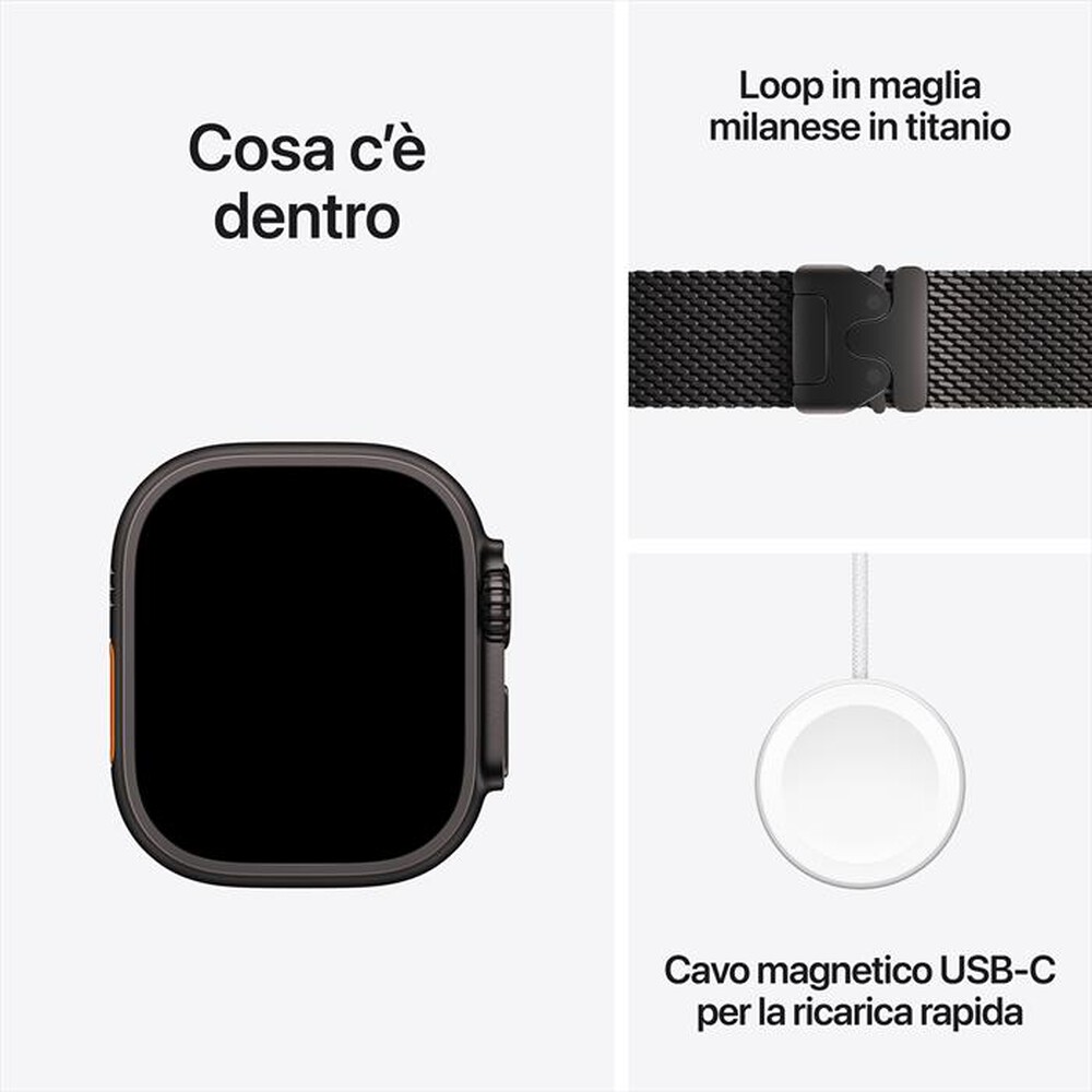 "APPLE - Watch Ultra 2 GPS + Cellular 49mm Titanio-Nero - Loop Milanese Nero - S"