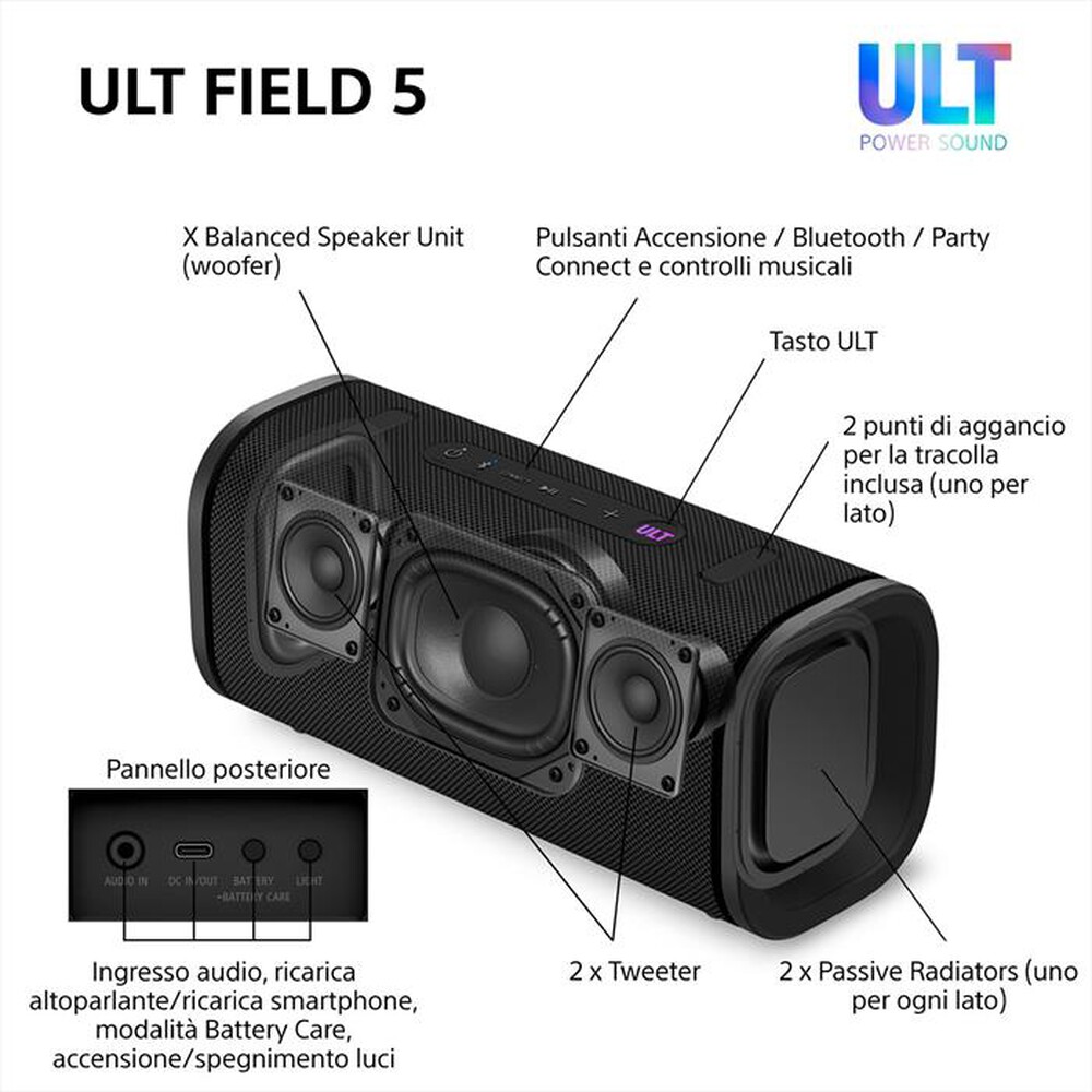 "SONY - Speaker portatile Wireless Bluetooth SRSULT50W.CE7-Bianco"