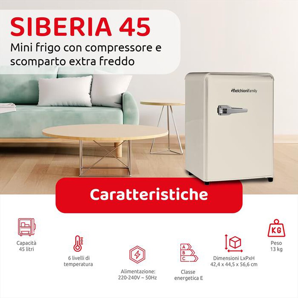 Immagine del prodotto MELCHIONI FAMILY - Frigorifero sotto-tavolo SIBERIA 45 Classe E 45lt-Panna / Metallo