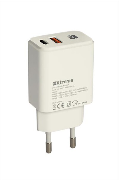 XTREME - POWER ADAPTER USB/TYPE C-Bianco,  XTREME - POWER ADAPTER USB/TYPE C-Bianco