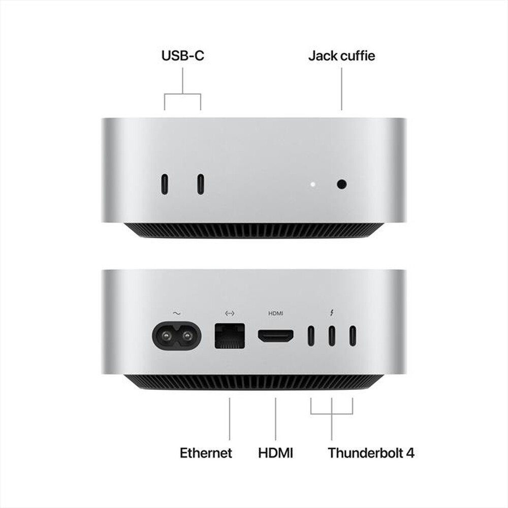 "APPLE - Mac Mini M4 Core 10 CPU 10 GPU 16GB 256GB SSD-Argento"