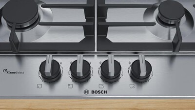 BOSCH - Piano cottura a gas PCH6A5B90 4 fuochi 58,2cm-Acciaio inox