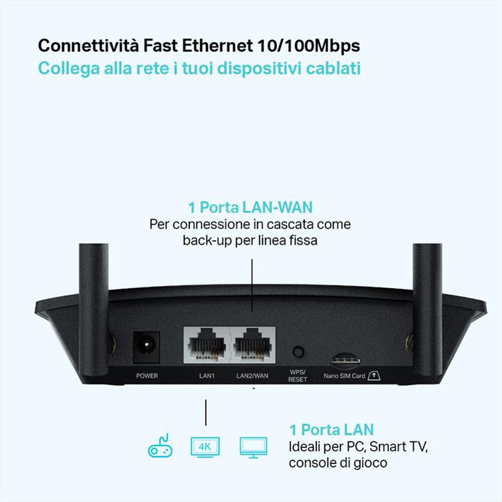 TP-LINK - TL-MR100 - ROUTER 4G FINO A 150MBPS - WI-F